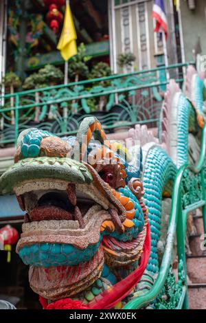 Wat Dibayavari Vihara (Kham Low Yi o Tempio del Drago Verde o Tempio dell'acqua Santa), tempio cinese vietnamita, Phra Nakhon, Bangkok, Thailandia Foto Stock