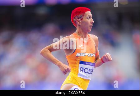 Carolina Robles partecipa ai 3000 m di Steeplechase ai Giochi Olimpici di Parigi 2024. Foto Stock