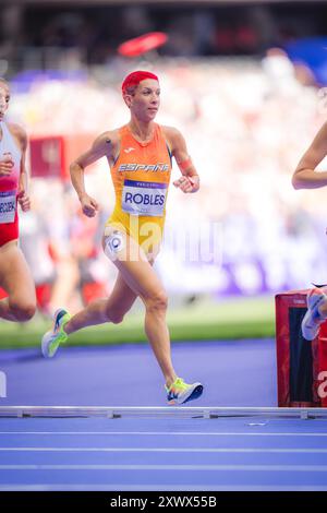 Carolina Robles partecipa ai 3000 m di Steeplechase ai Giochi Olimpici di Parigi 2024. Foto Stock