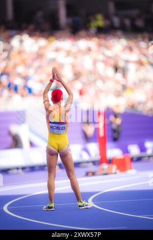 Carolina Robles partecipa ai 3000 m di Steeplechase ai Giochi Olimpici di Parigi 2024. Foto Stock