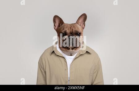 Bulldog francese che indossa Una camicia button down Foto Stock