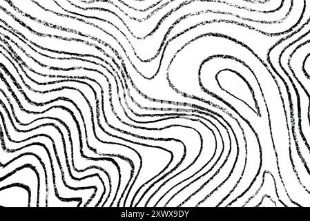 Uno schizzo a matita nera con linee ondulate isolate su uno sfondo bianco. Questo modello astratto è ideale per design, sfondi e artisti moderni Foto Stock