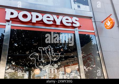 Catena di fast food Popeyes, negozio, logo Popeyes Praga Repubblica Ceca Foto Stock