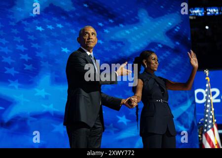 Illinois, Stati Uniti. 20 agosto 2024. Convention nazionale democratica a Chicago, Illinois, USA, presso lo United Center martedì 20 agosto 2024. Crediti: Annabelle Gordon/CNP/Media Punch/Alamy Live News Foto Stock