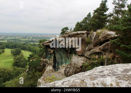 Vista di Hawkstone Park Follies, Shropshire, Inghilterra, Regno Unito Foto Stock