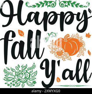 Design autunnale SVG Design Concept Typography T-shirt Design Illustrazione Vettoriale