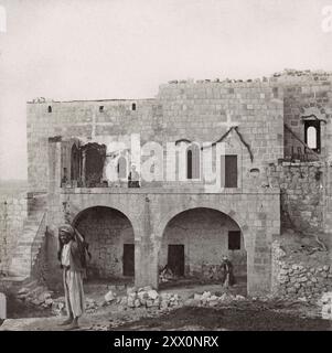 Vita in Palestina all'inizio del XX secolo. La camera degli ospiti di Ramallah. Palestina storica. Impero Ottomano. Dicembre 1905 Foto Stock