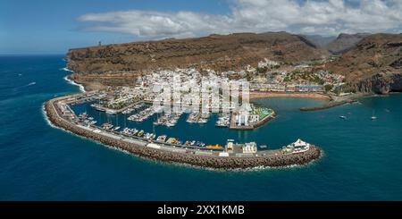 Vista aerea di Puerto de Mogan, Gran Canaria, Isole Canarie, Spagna, Atlantico, Europa Foto Stock