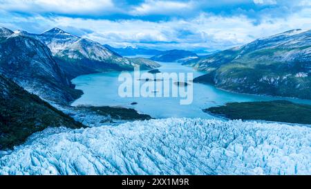 Aerea del ghiacciaio Pia, Terra del fuoco, Cile, Sud America Foto Stock