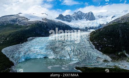 Aerea del ghiacciaio Pia, Terra del fuoco, Cile, Sud America Foto Stock