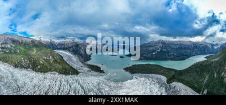 Aerea del ghiacciaio Pia e del suo fiordo, Tierra del Fuego, Cile, Sud America Foto Stock