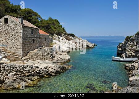 Baia di Zace, isola di Lastovo, Croazia, Europa sudorientale Foto Stock