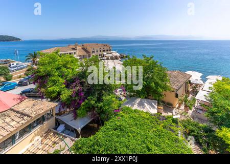 Veduta di Faliraki Corfù nella città di Corfù, Corfù, Mar Ionio, Isole greche, Grecia, Europa Foto Stock