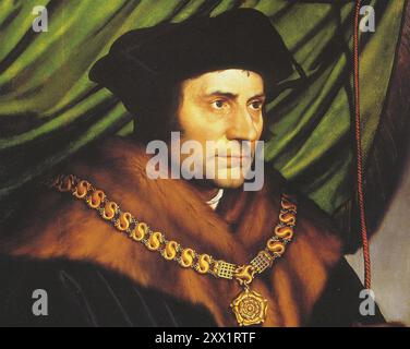 THOMAS MORE (1478-1535) avvocato inglese, statista e umanista. Dettaglio del dipinto del 1527 di Hans Holbein il giovane Foto Stock