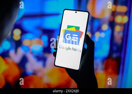 Paraguay. 21 agosto 2024. In questa immagine, il logo di Google News viene visualizzato sullo schermo di uno smartphone. (Foto di Jaque Silva/SOPA Images/Sipa USA) *** esclusivamente per notizie editoriali *** credito: SIPA USA/Alamy Live News Foto Stock