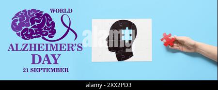 Banner per la giornata mondiale dell'Alzheimer con puzzle Foto Stock