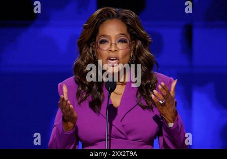 Chicago, Stati Uniti. 21 agosto 2024. L'intrattenitrice e autrice Oprah Winfrey parla alla Convention Nazionale Democratica del 2024 allo United Center di Chicago, Illinois, mercoledì 21 agosto 2024. Il tema del terzo giorno è "Una lotta per le nostre libertà”. Foto di Tannen Maury/UPI credito: UPI/Alamy Live News Foto Stock