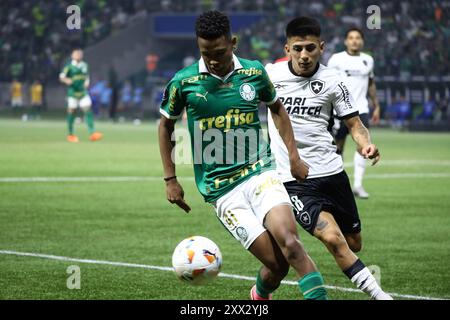 Estêvão del Palmeiras durante la partita contro il Botafogo nella seconda tappa del 16 round della CONMEBOL Libertadores, presso Allianz Parque, a ovest di São Paolo, questo mercoledì 08/21/2024 credito: Brasile Photo Press/Alamy Live News Foto Stock