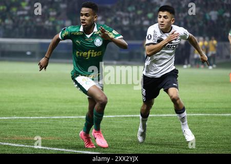 Estêvão del Palmeiras durante la partita contro il Botafogo nella seconda tappa del 16 round della CONMEBOL Libertadores, presso Allianz Parque, a ovest di São Paolo, questo mercoledì 08/21/2024 credito: Brasile Photo Press/Alamy Live News Foto Stock