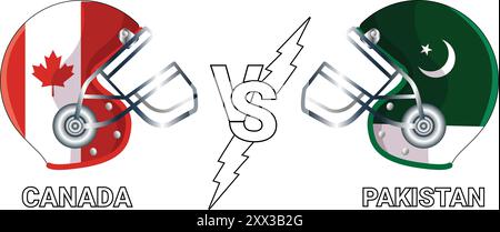 Canada vs Pakistan 3D illustrazione Vector Flags Over Cricket Helmet for Versus Match con sfondo trasparente Illustrazione Vettoriale