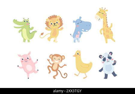 Set di animali carini per bambini. Animali diversi per bambini. Illustrazione vettoriale Illustrazione Vettoriale
