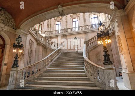 Nobile Staircase, Palazzo Bolsa, Porto, Portogallo, Europa meridionale Foto Stock