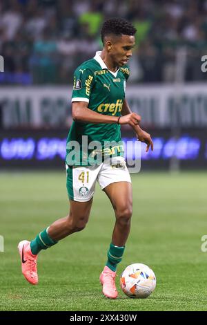 SP - SAN PAOLO - 08/21/2024 - LIBERTADORES CUP 2024, PALMEIRAS x BOTAFOGO - Estevao giocatore del Palmeiras durante la partita contro il Botafogo allo stadio Arena Allianz Parque per il campionato di Coppa Libertadores 2024. Foto: Marcello Zambrana/AGIF (foto di Marcello Zambrana/AGIF/Sipa USA) Foto Stock