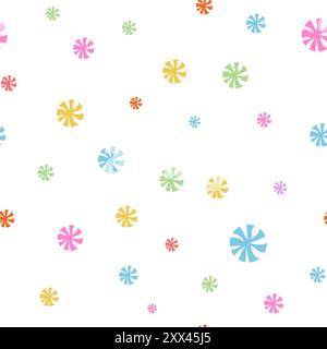 Coriandoli senza cuciture con caramelle multicolore su sfondo bianco. Illustrazione Vettoriale