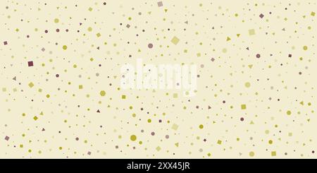 Numerosi quadrati colorati posizionati in modo casuale, dimensionati e orientati, spot, esagoni e triangoli motivo-stile moderno sfondo texture geometrica, Illustrazione Vettoriale