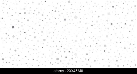 Numerosi quadrati colorati posizionati in modo casuale, dimensionati e orientati, spot, esagoni e triangoli motivo-stile moderno sfondo texture geometrica, Illustrazione Vettoriale