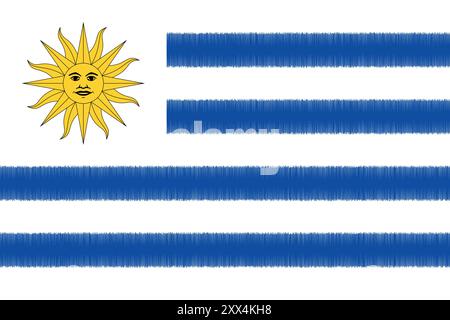 Uruguay Independence Day agosto 25. Sfondo vettoriale bandiera Uruguay in stile scarabeo. Poster, cartolina, banner. Illustrazione Vettoriale