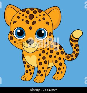 Adorabile illustrazione del leopardo del bambino - carino Big Cat Vector Art for Wildlife and Kids Designs Illustrazione Vettoriale