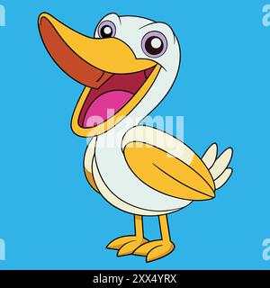 Laughing Pelican Vector Illustration - divertente e bizzarro Bird Design Illustrazione Vettoriale