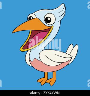 Laughing Pelican Vector Illustration - divertente e bizzarro Bird Design Illustrazione Vettoriale