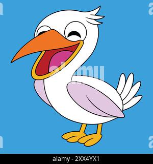 Laughing Pelican Vector Illustration - divertente e bizzarro Bird Design Illustrazione Vettoriale