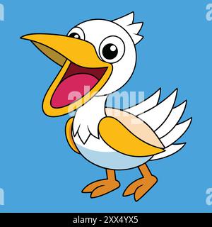 Laughing Pelican Vector Illustration - divertente e bizzarro Bird Design Illustrazione Vettoriale