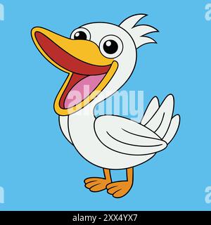 Laughing Pelican Vector Illustration - divertente e bizzarro Bird Design Illustrazione Vettoriale