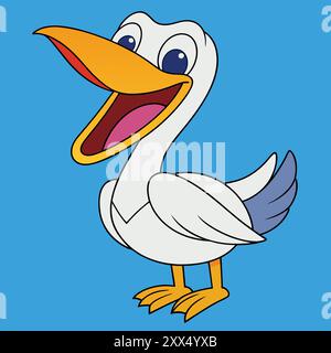 Laughing Pelican Vector Illustration - divertente e bizzarro Bird Design Illustrazione Vettoriale