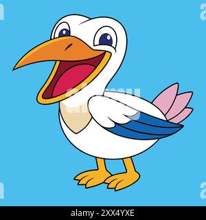 Laughing Pelican Vector Illustration - divertente e bizzarro Bird Design Illustrazione Vettoriale