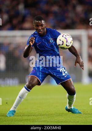 Moises Caicedo del Chelsea durante i play-off della UEFA Europa Conference League, partita di andata e ritorno allo Stamford Bridge, Londra. Data foto: Giovedì 22 agosto 2024. Foto Stock