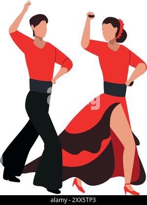 coppia di ballerini spagnoli di flamenco Illustrazione Vettoriale