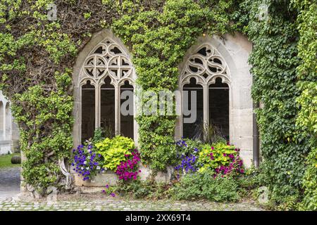 Trasposizione, finestre in stile gotico, monastero e palazzo di Bebenhausen, ex abbazia cistercense, distretto di Tuebingen, Baden-Wuerttemberg, Germania, Europa Foto Stock