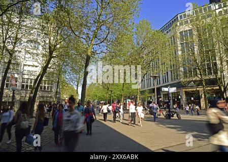 Germania, Amburgo, città, Moenckebergstrasse, via principale dello shopping, passanti in movimento, Europa Foto Stock