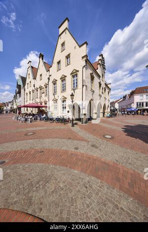 Vecchio municipio e piazza del mercato di Haltern am SEE, zona della Ruhr, distretto di Recklinghausen, Renania settentrionale-Vestfalia, Germania, Europa Foto Stock