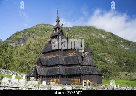Chiesa di Borgund Stave, Sogn og Fjordane, Norvegia, Europa Foto Stock