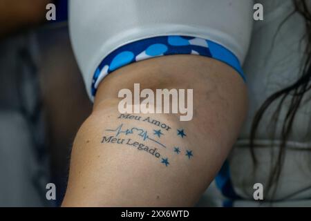 Belo Horizonte, Brasile. 22 agosto 2024. MG - BELO HORIZONTE - 08/22/2024 - COPPA SUDAMERICA 2024, CRUZEIRO x BOCA JUNIORS - tifosi del Cruzeiro durante la partita contro il Boca Juniors allo stadio Mineirao per il campionato sudamericano 2024. Foto: Fernando Moreno/AGIF (foto di Fernando Moreno/AGIF/Sipa USA) credito: SIPA USA/Alamy Live News Foto Stock