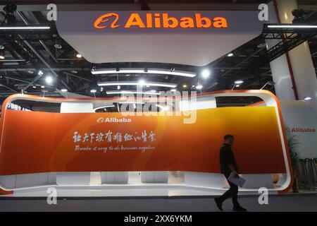 HANGZHOU, CINA - 23 NOVEMBRE 2023 - i visitatori visitano lo stand di Alibaba alla Fiera globale del digitale 2023 di Hangzhou, capitale dello Zhejia della Cina orientale Foto Stock