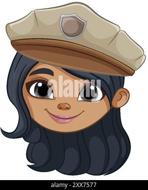 Agente di polizia dei cartoni animati con un sorriso amichevole Illustrazione Vettoriale