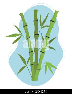 Stelo e foglie di bambù disegnati a mano. Albero di bambù. Illustrazione vettoriale Illustrazione Vettoriale