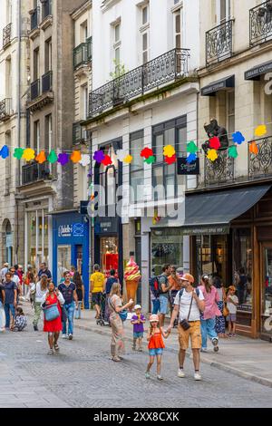 Francia, Loira Atlantica, Nantes, rue de la fosse, via dello shopping del quartiere Graslin Foto Stock